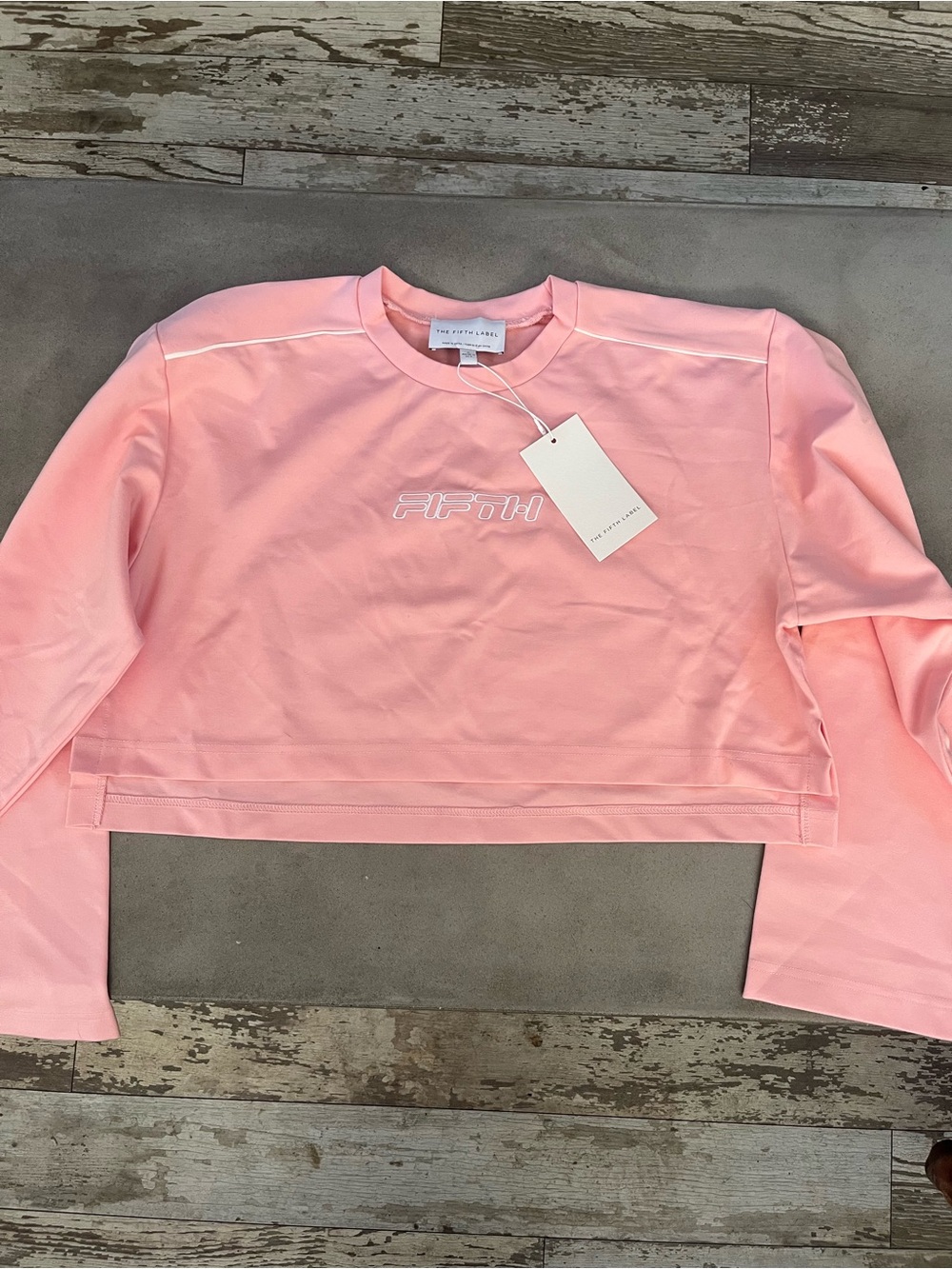The Fifth Label Pink Cropped Long Sleeve Top NWT Blush Athleisure Sweatshirt Med